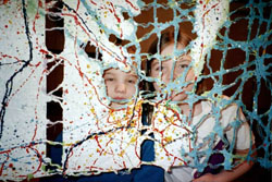 students looking through map