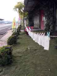 paper wire walls hanging to dry