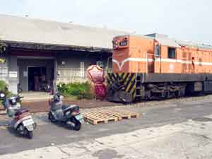 train in front of studio