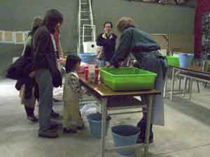 Jane demonstrating paper making