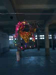 Chicken lantern in warehouse space