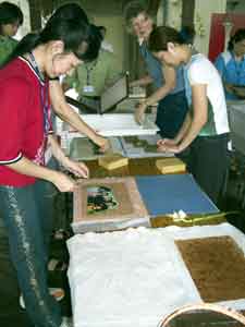 Students making paper