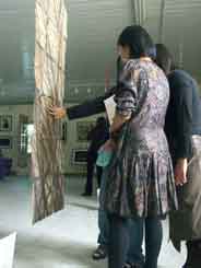visitors touching Punghu map