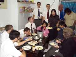 Dinner with Mormon missionareis and Tiffany's family
