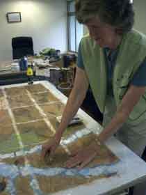Jane using the mud from Guandu to color the sitemap